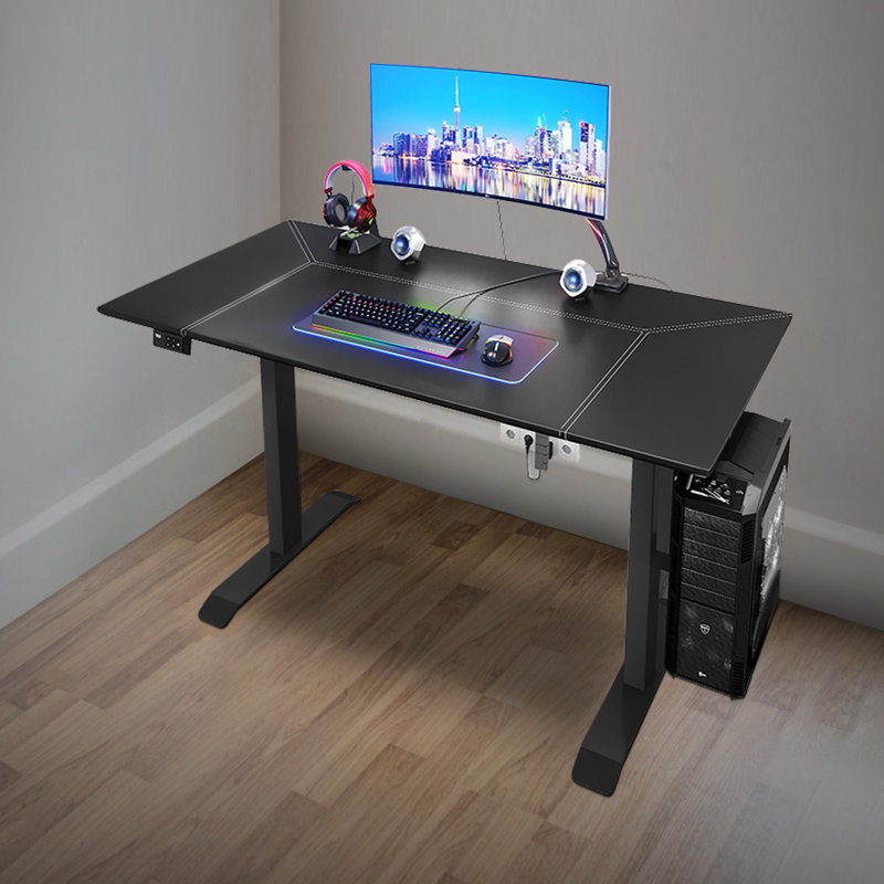 Inbox Zero Height Adjustable Standing Desk with Built in Outlets Wayfair